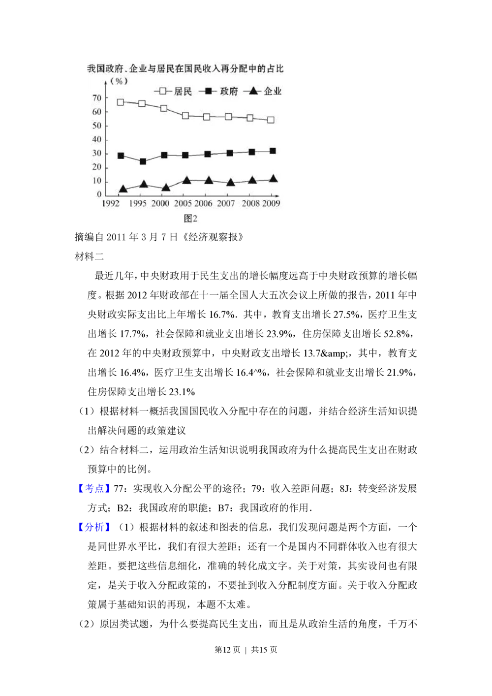 2012年高考政治试卷（新课标）（解析卷）_政治历年高考真题_新&middot;PDF版2008-2025&middot;高考政治真题_政治（按省份分类）2008-2025_2008-2025&middot;（河南）政治高考真题
