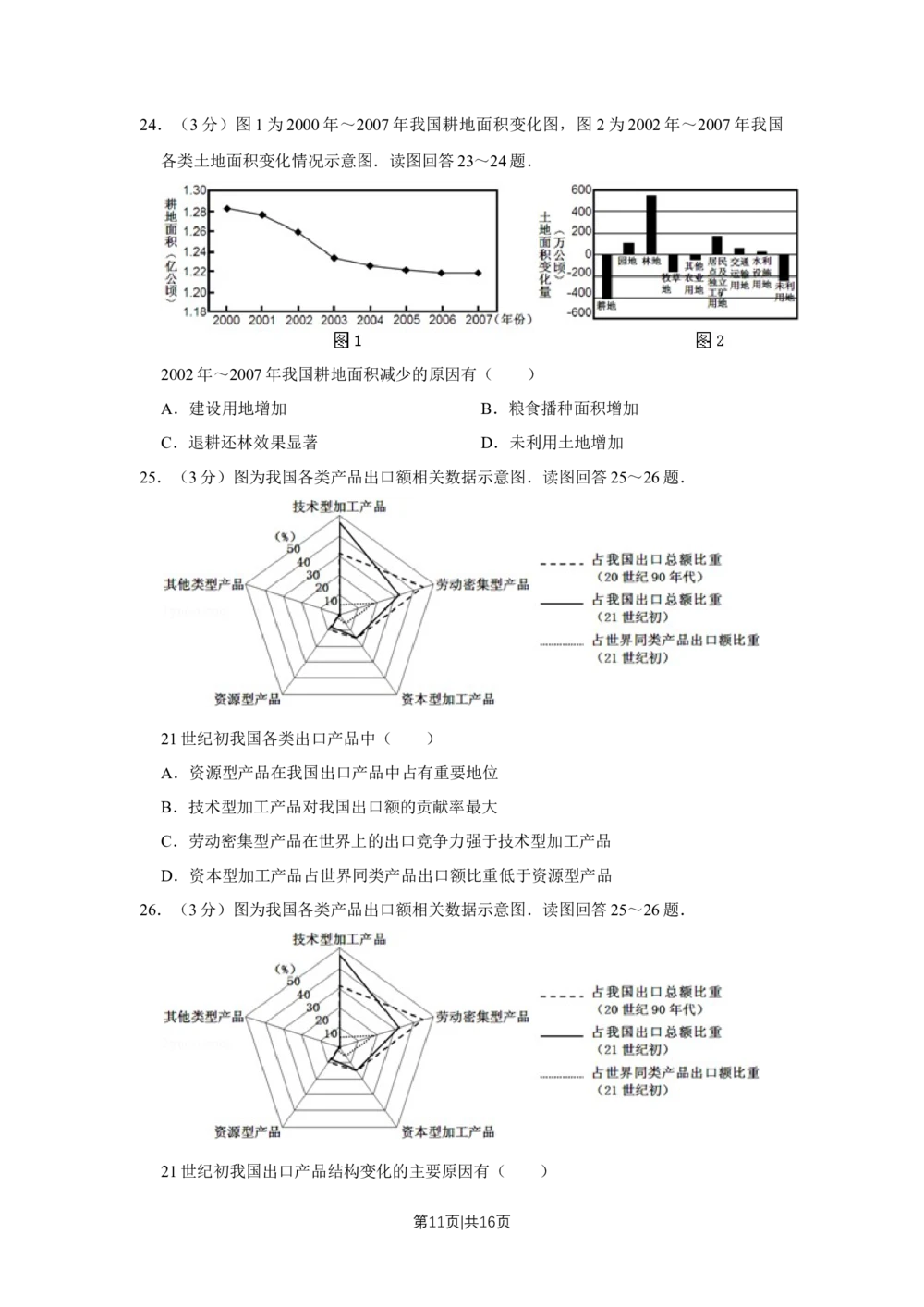 2011年高考地理试卷（江苏）（空白卷）_地理历年高考真题_新&middot;Word版2008-2025&middot;高考地理真题_地理（按试卷类型分类）2008-2025_自主命题卷&middot;地理（2008-2025）_江苏自主命题&middot;地理（2008-2025）