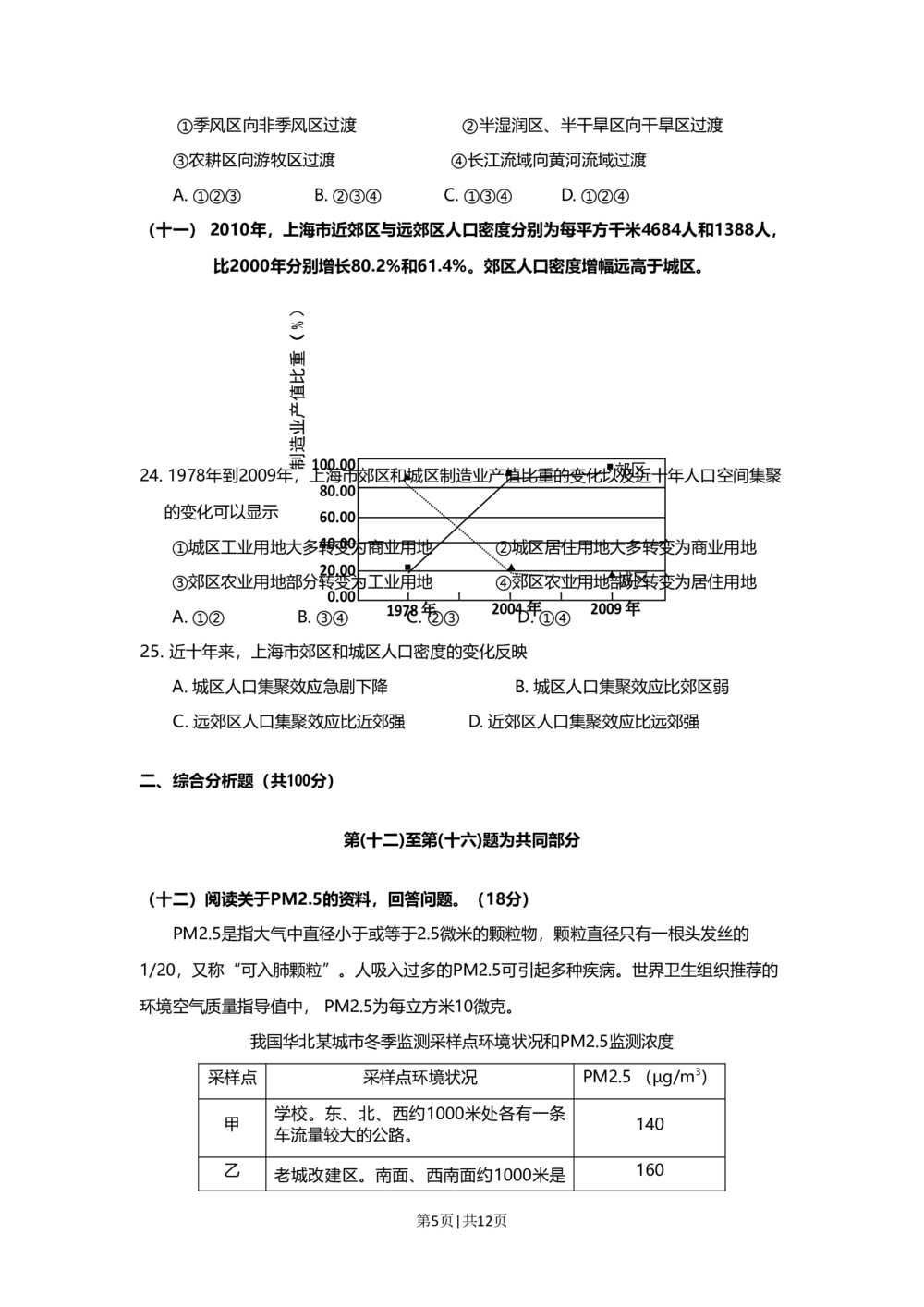 2012年高考地理试题（上海）（空白卷）_地理历年高考真题_新&middot;Word版2008-2025&middot;高考地理真题_地理（按年份分类）2008-2025_2012&middot;地理高考真题