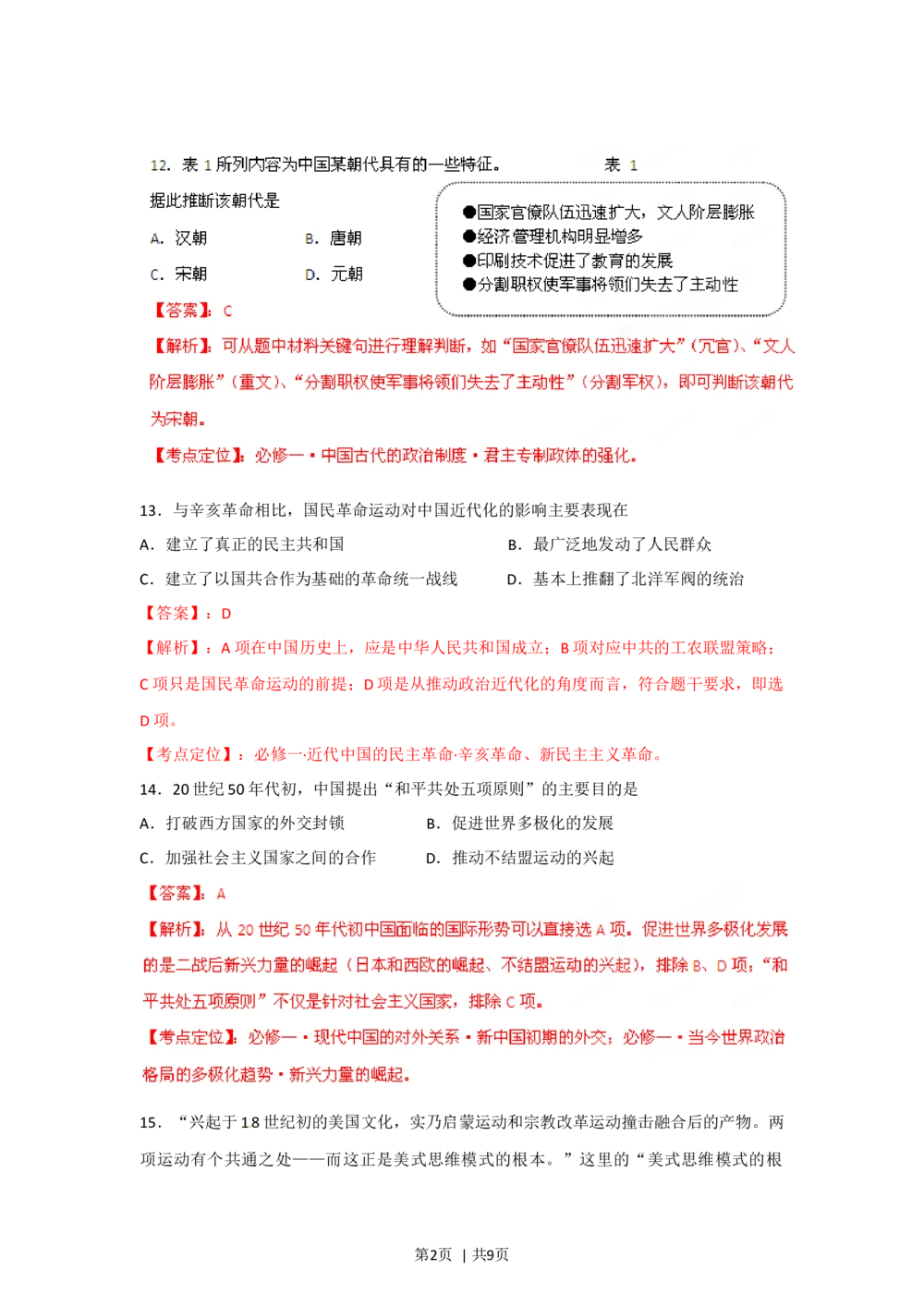 2012年高考历史试卷（山东）（解析卷）_历史历年高考真题_新&middot;Word版2008-2025&middot;高考历史真题_历史（按试卷类型分类）2008-2025_自主命题卷&middot;历史（2008-2025）