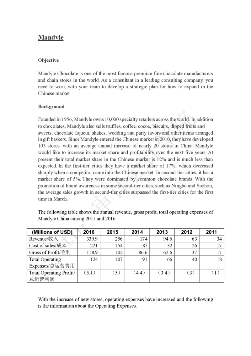 EY-MandyleChocolateCase_2025春招题库汇总_四大case题库_2023四大面试资料（免费更新3个月）_安永_2023case（最新）_英文原case