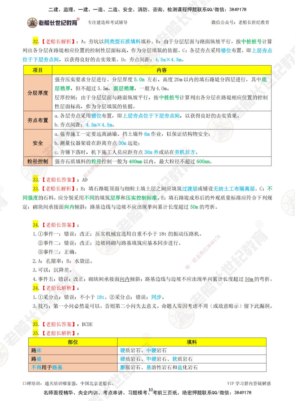 01老船长一建公路&mdash;&mdash;点题强化直播01-答案_2026年一级建造师_2026年一建公路_2025年一建公路SVIP_04-冲刺串讲✿考点强化✿小灶集训_21-公路《点题强化班》老船长JQ推荐_讲义