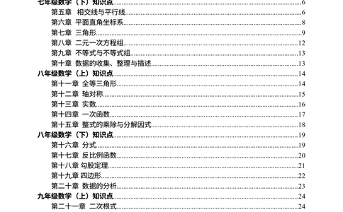 00初中数学知识点归纳汇总_河北省历年中考真题_2.河北数学（08-25）