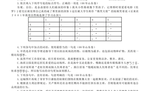 2008年高考语文试卷（山东）（空白卷）_语文历年高考真题_新&middot;Word版2008-2025&middot;高考语文真题_语文（按省份分类）2008-2025_2008-2025&middot;（山东）语文高考真题