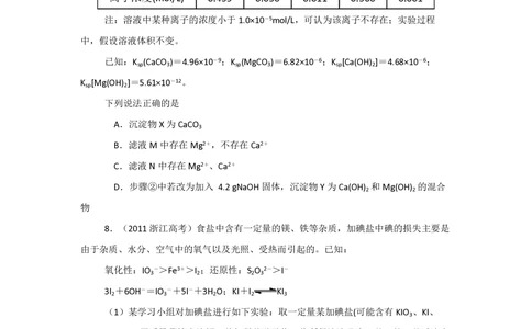 2011年高考化学试卷（浙江）（空白卷）_历年高考真题合集_化学历年高考真题_新&middot;PDF版2008-2025&middot;高考化学真题_化学（按省份分类）2008-2025_2008-2025&middot;（浙江）化学高考真题