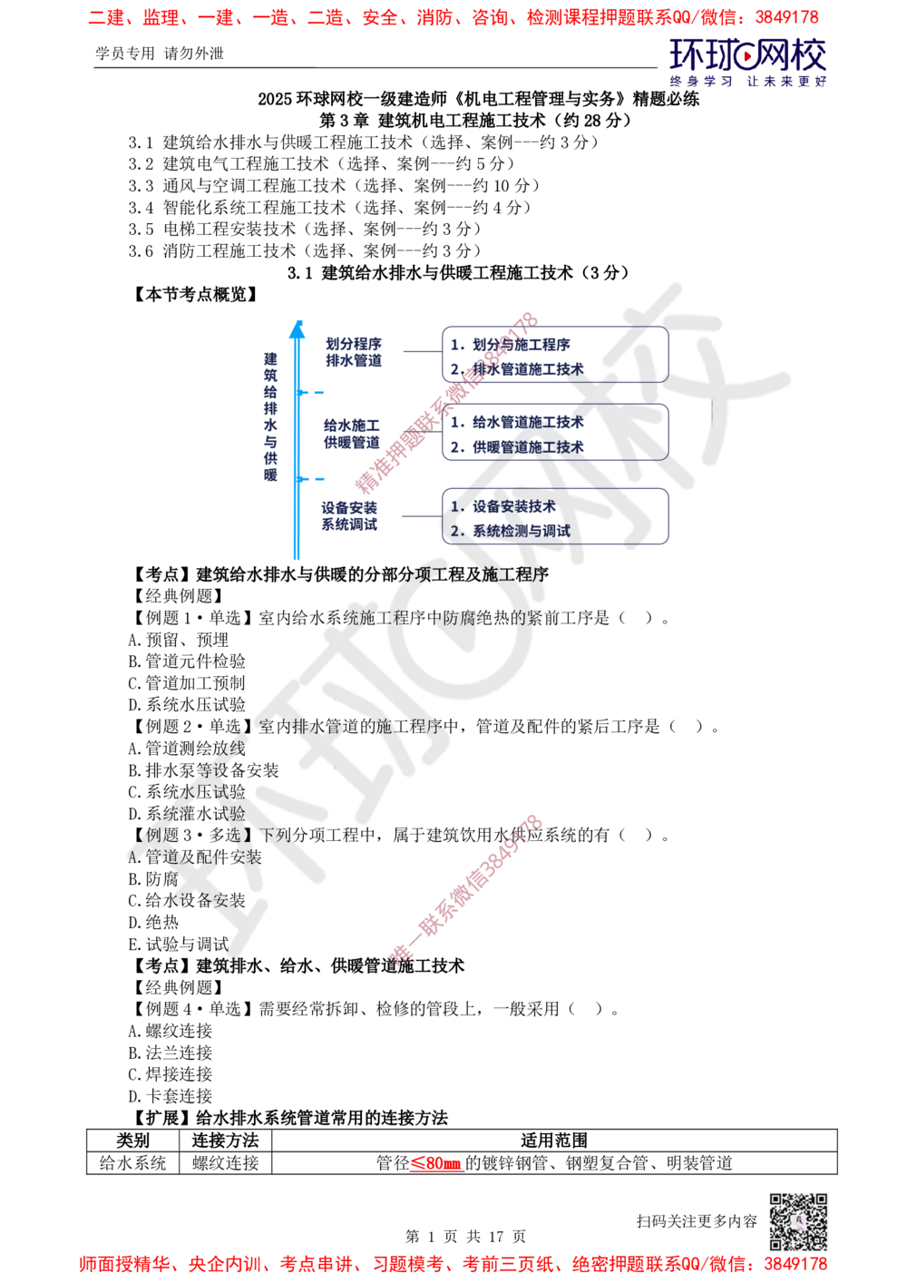 03.2025一建机电精题必练-第3讲-第3章建筑机电工程施工技术（1）_2026年一级建造师_2026年一建机电_2025年一建机电SVIP_03-习题精析✿实战特训✿模考通关