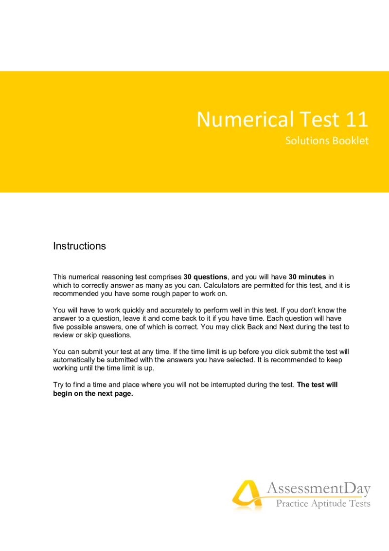 NumericalReasoningTest11-Solutions_2025春招题库汇总_八大题库-1_04八大汇总_信永中和_专业题综合知识-参考_英文题_NumericalReasoningTests
