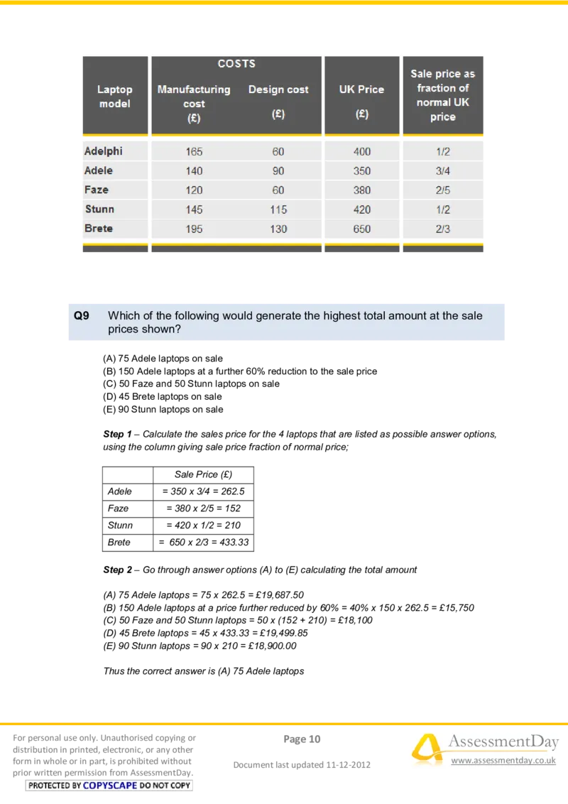 NumericalReasoningTest11-Solutions_2025春招题库汇总_八大题库-1_04八大汇总_信永中和_专业题综合知识-参考_英文题_NumericalReasoningTests
