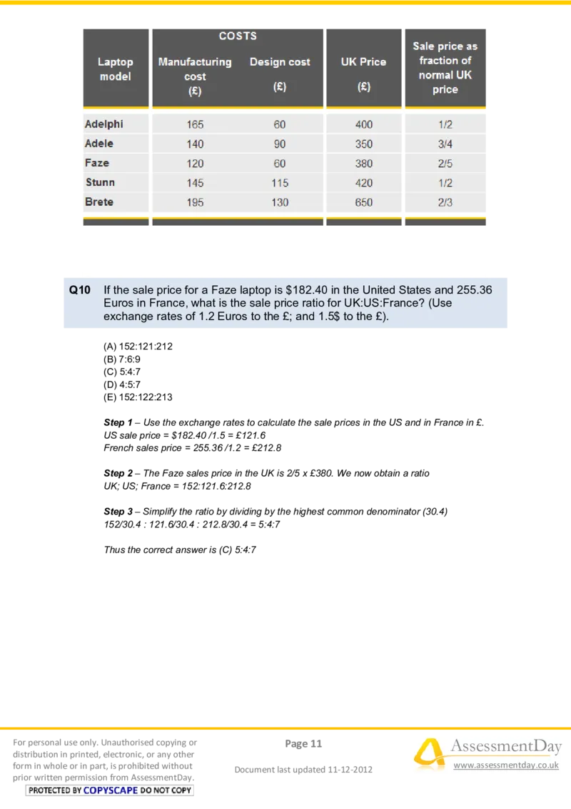 NumericalReasoningTest11-Solutions_2025春招题库汇总_八大题库-1_04八大汇总_信永中和_专业题综合知识-参考_英文题_NumericalReasoningTests