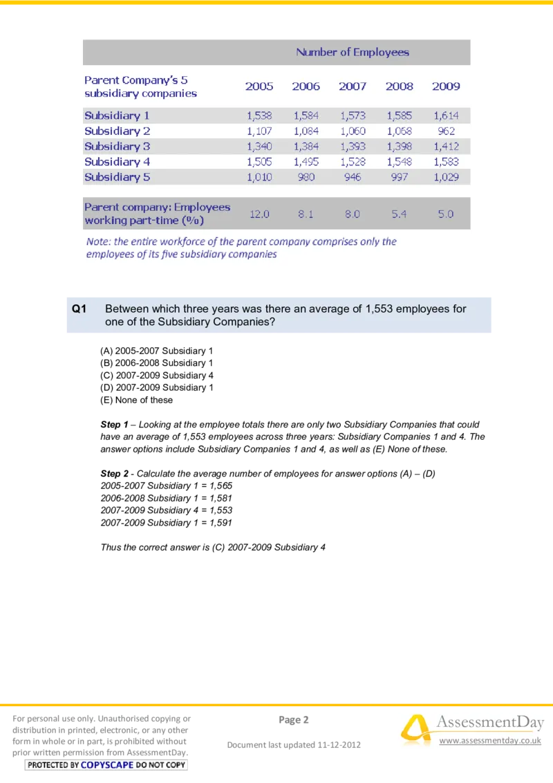 NumericalReasoningTest11-Solutions_2025春招题库汇总_八大题库-1_04八大汇总_信永中和_专业题综合知识-参考_英文题_NumericalReasoningTests