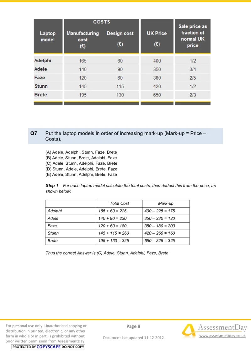 NumericalReasoningTest11-Solutions_2025春招题库汇总_八大题库-1_04八大汇总_信永中和_专业题综合知识-参考_英文题_NumericalReasoningTests