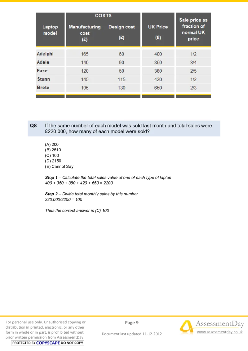 NumericalReasoningTest11-Solutions_2025春招题库汇总_八大题库-1_04八大汇总_信永中和_专业题综合知识-参考_英文题_NumericalReasoningTests