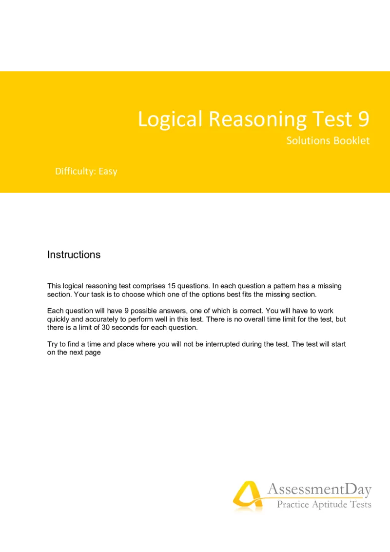 LogicalReasoningTest9-Solutions_2025春招题库汇总_八大题库-1_04八大汇总_信永中和_专业题综合知识-参考_英文题_LogicalReasoningTests