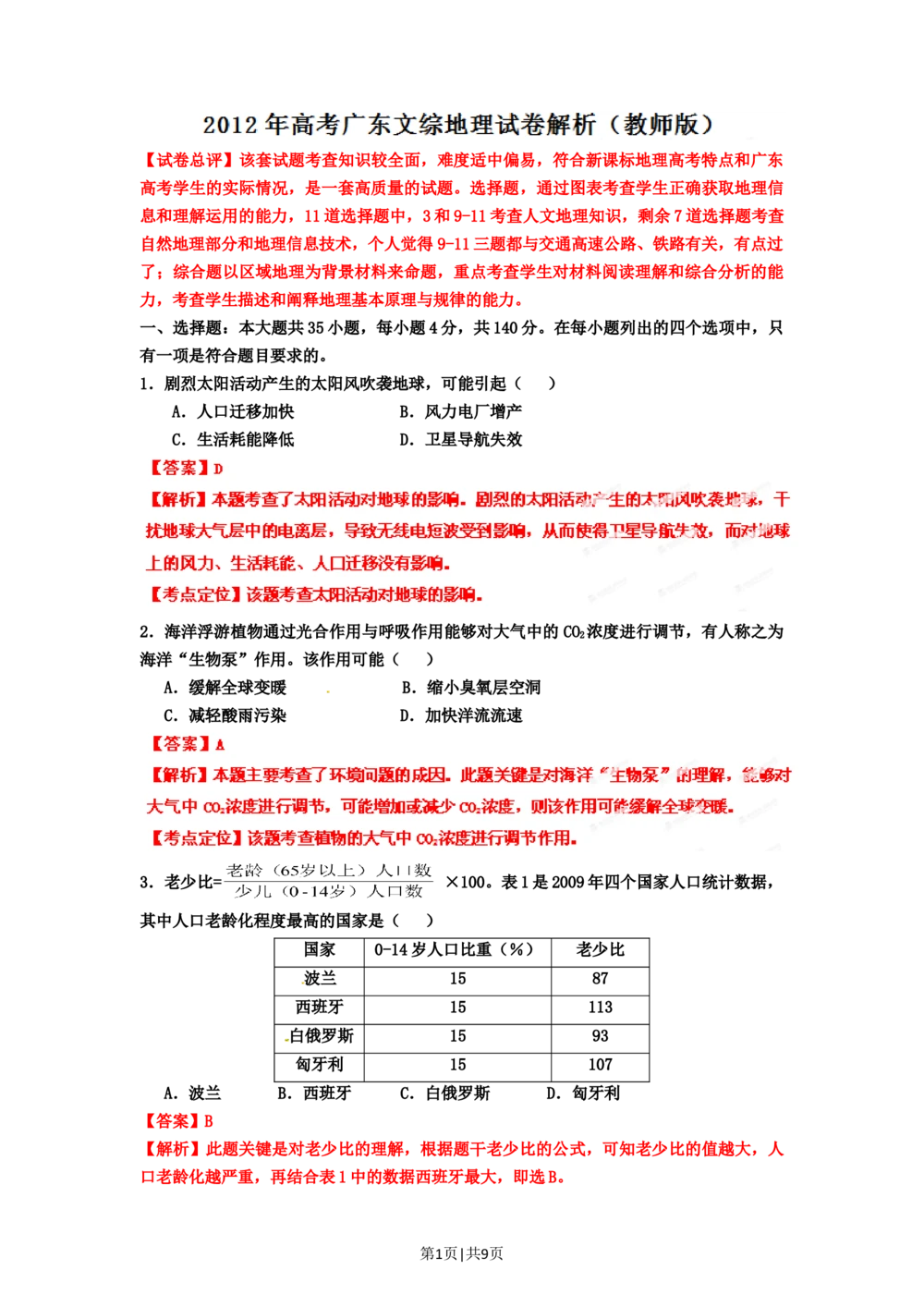 2012年高考地理试卷（广东）（解析卷）_地理历年高考真题_新&middot;Word版2008-2025&middot;高考地理真题_地理（按年份分类）2008-2025_2012&middot;地理高考真题