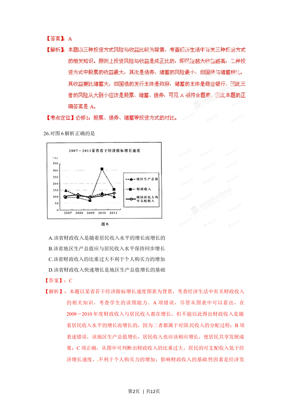2012年高考政治试卷（广东）（解析卷）_政治历年高考真题_新&middot;Word版2008-2025&middot;高考政治真题_政治（按试卷类型分类）2008-2025_自主命题卷&middot;政治（2008-2025）