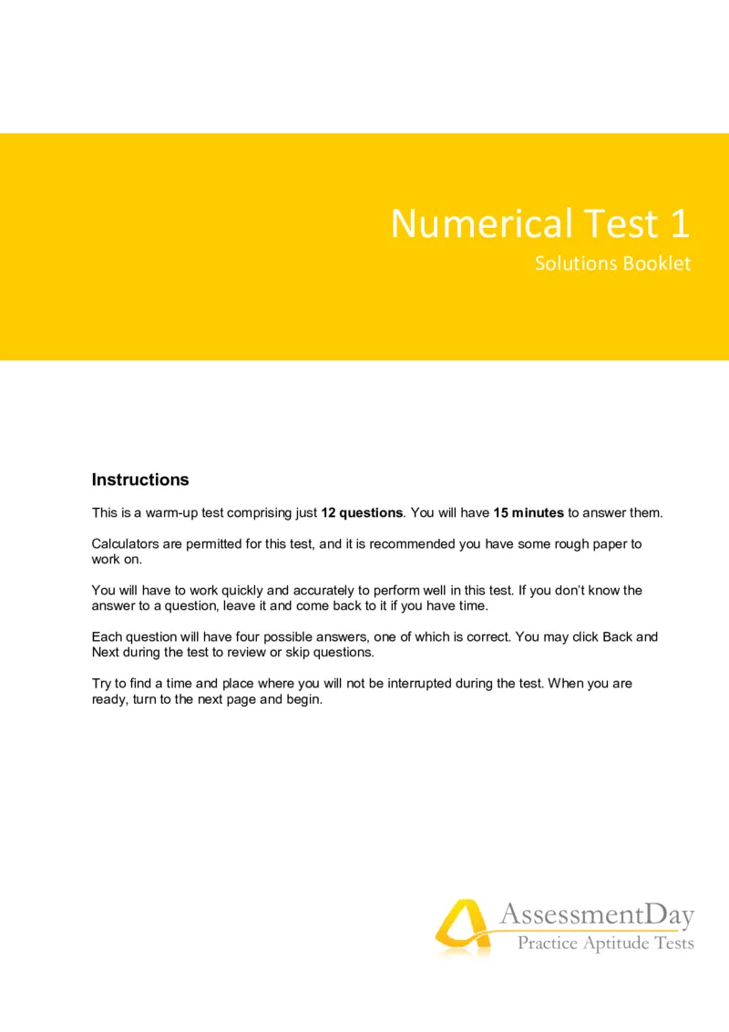 NumericalReasoningTest1-Solutions_2025春招题库汇总_八大题库-1_04八大汇总_信永中和_专业题综合知识-参考_英文题_NumericalReasoningTests