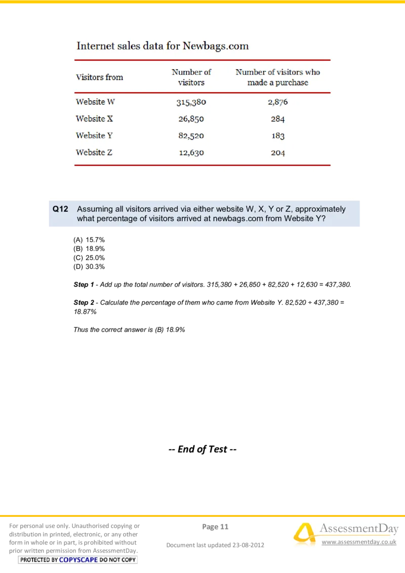 NumericalReasoningTest1-Solutions_2025春招题库汇总_八大题库-1_04八大汇总_信永中和_专业题综合知识-参考_英文题_NumericalReasoningTests