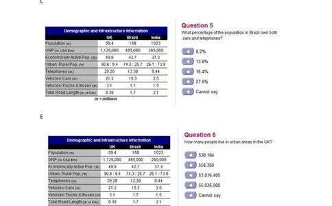 DemographicandInfrastructureInformation(UK,Brazil,India)_2025春招题库汇总_外资银行题库_23花旗_师兄师姐分享资料_花旗银行_表格2