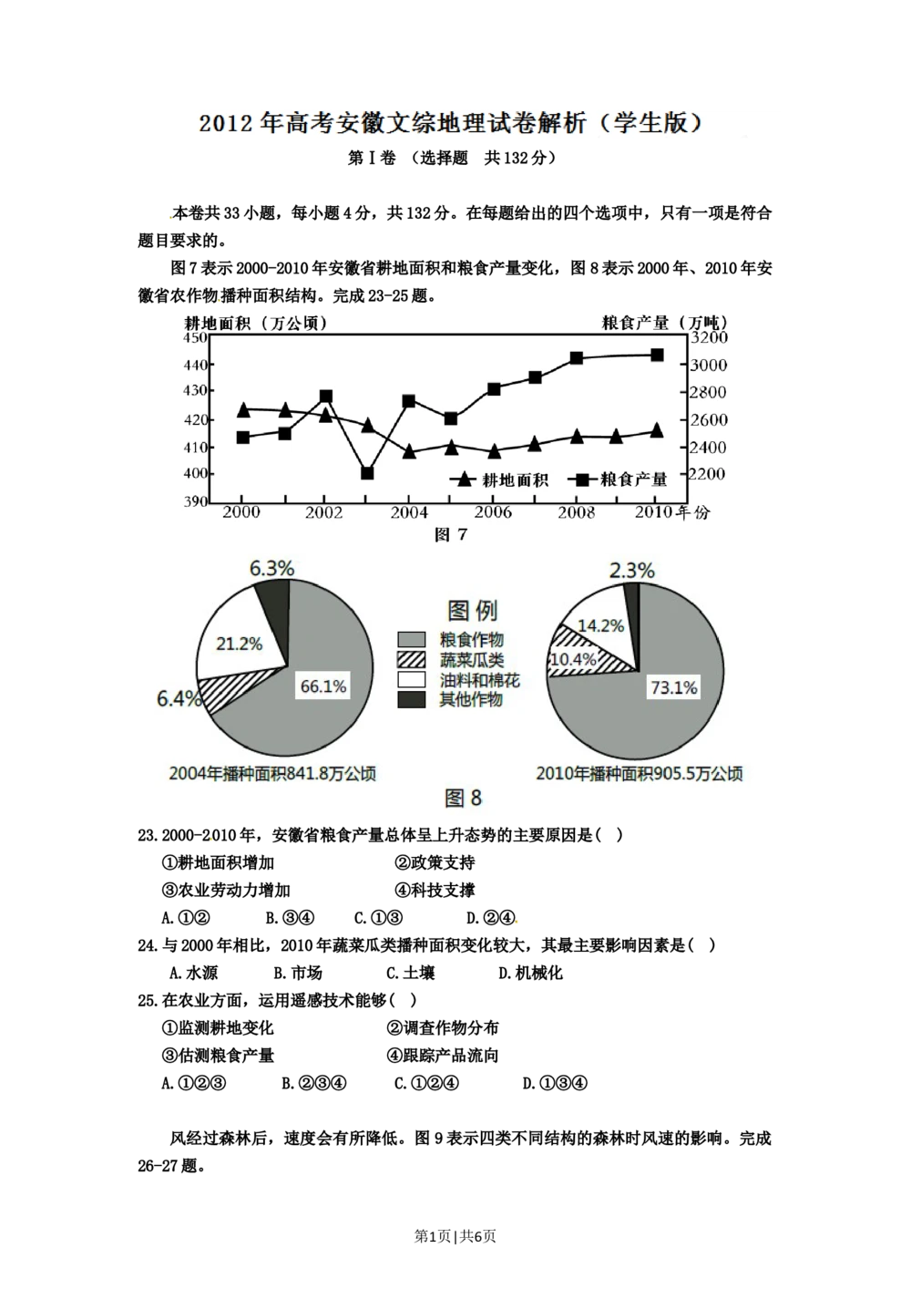 2012年高考地理试卷（安徽）（空白卷）_地理历年高考真题_新&middot;Word版2008-2025&middot;高考地理真题_地理（按省份分类）2008-2025_2012-2025&middot;（安徽）地理高考真题