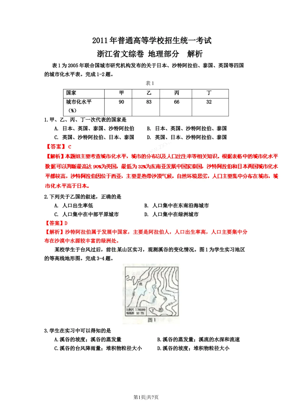 2011年高考地理试卷（浙江）（解析卷）_地理历年高考真题_新&middot;Word版2008-2025&middot;高考地理真题_地理（按年份分类）2008-2025_2011&middot;地理高考真题