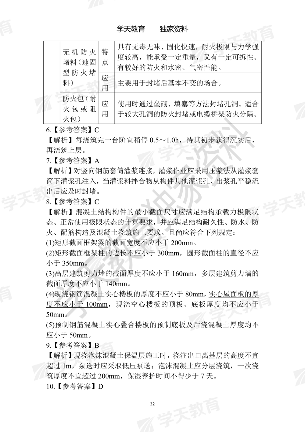 02.2025年一建《建筑》模拟卷1-模拟卷6参考答案_2026年一级建造师_2026年一建建筑_2025年一建建筑SVIP_05-考前密训✿央企特训✿机构普押_22-建筑《模拟卷6套》XT