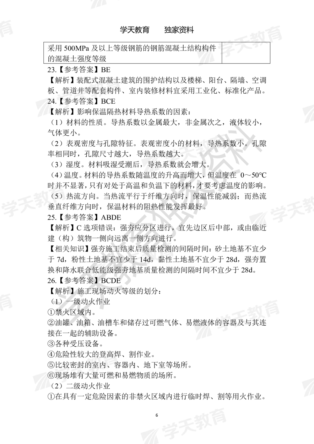 02.2025年一建《建筑》模拟卷1-模拟卷6参考答案_2026年一级建造师_2026年一建建筑_2025年一建建筑SVIP_05-考前密训✿央企特训✿机构普押_22-建筑《模拟卷6套》XT