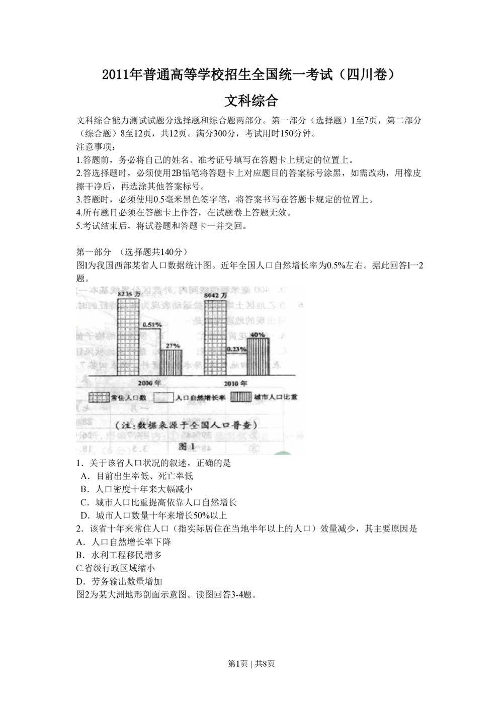 2011年高考地理试卷（四川）（解析卷）_地理历年高考真题_新&middot;PDF版2008-2025&middot;高考地理真题_地理（按年份分类）2008-2025_2011&middot;地理高考真题