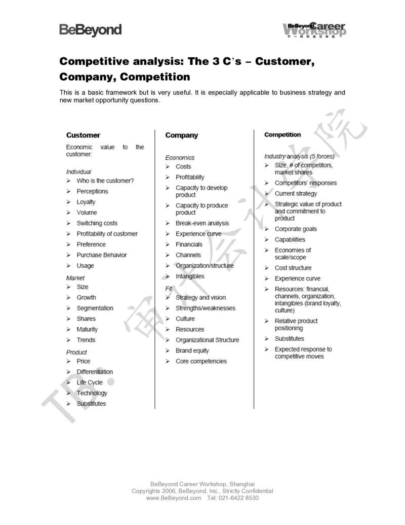 BeBeyond常用商业分析工具_2025春招题库汇总_四大case题库_2023四大面试资料（免费更新3个月）_模型&方法论（学习case分析思路）