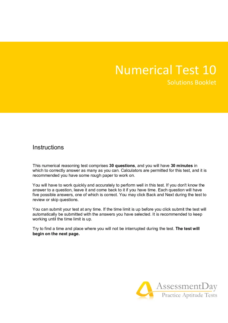 NumericalReasoningTest10-Solutions_2025春招题库汇总_八大题库-1_04八大汇总_信永中和_专业题综合知识-参考_英文题_NumericalReasoningTests