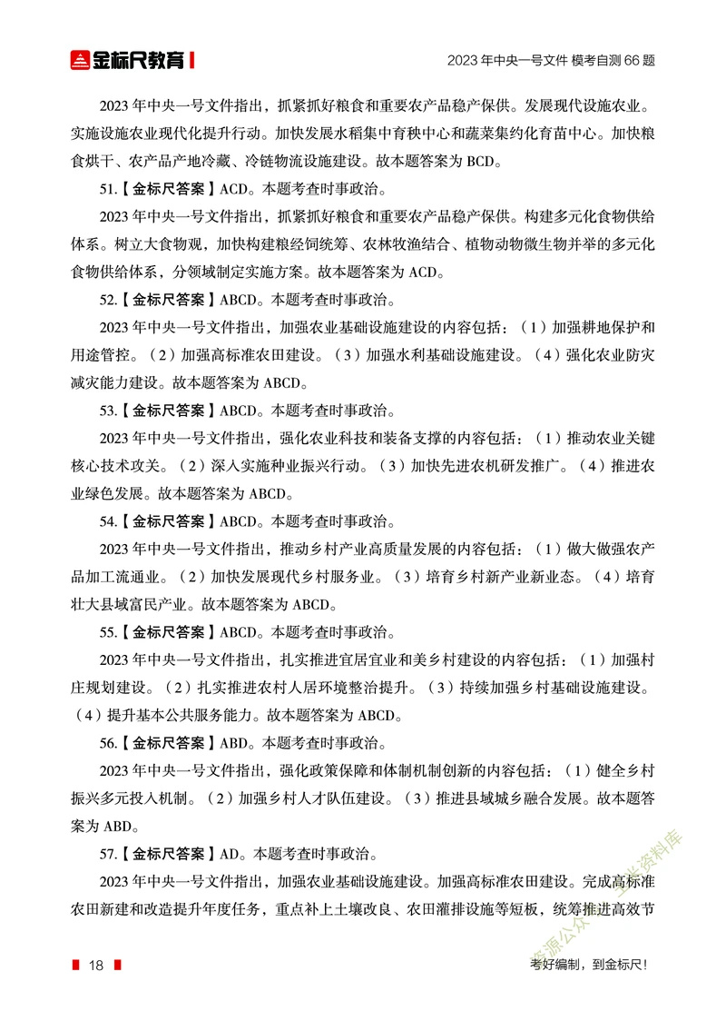 2023年中央一号文件自测66题_三桶油_中国石油_中石油笔试(1)_8、时政（全年持续更新）_2023时政全年持续更新_重要会议及文件_2023一号文件