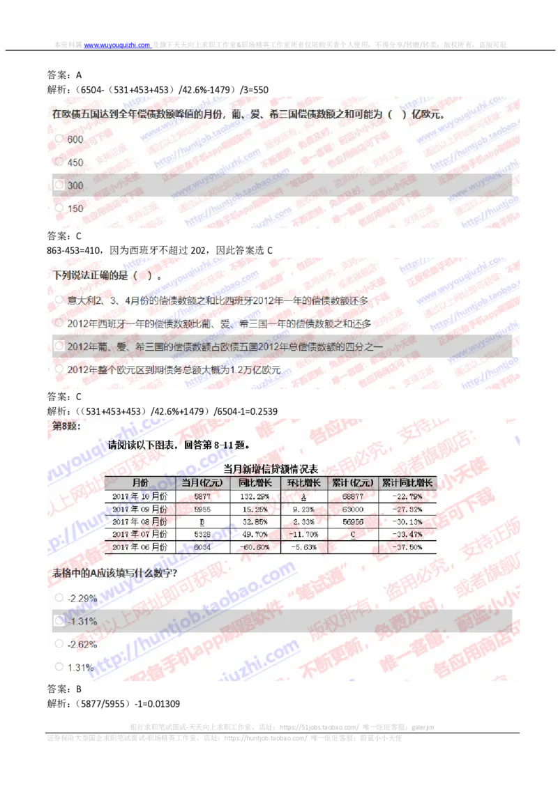 IQTZD题型-资料分析真题汇总及答案解析_2025春招题库汇总_国企题库_中航信托_2020年真题题库_2020年IQTZD题库（带答案和解析）