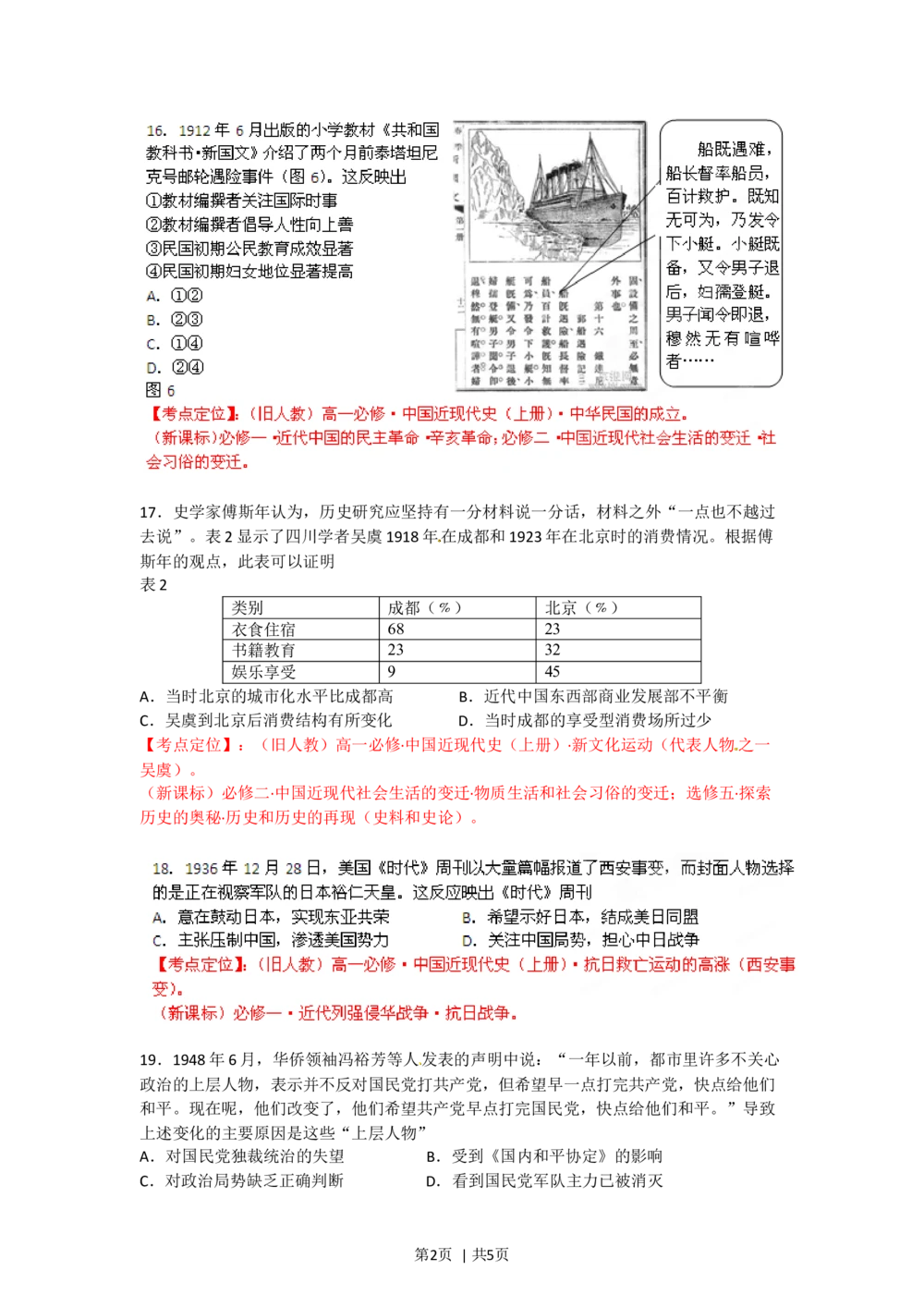 2012年高考历史试卷（四川）（空白卷）_历史历年高考真题_新&middot;Word版2008-2025&middot;高考历史真题_历史（按试卷类型分类）2008-2025_自主命题卷&middot;历史（2008-2025）