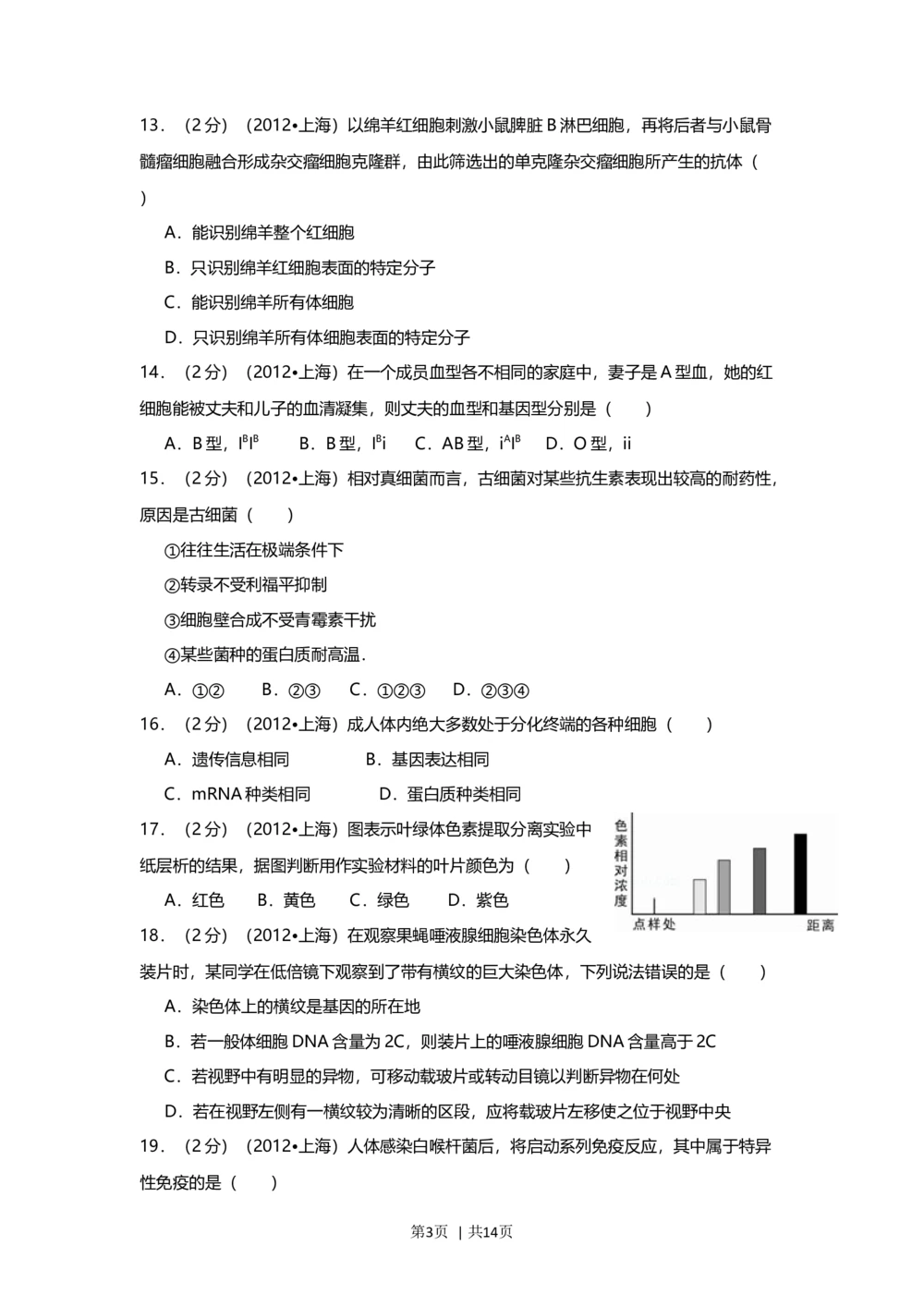 2012年高考生物试卷（上海）（空白卷）_生物历年高考真题_新&middot;Word版2008-2025&middot;高考生物真题_生物（按年份分类）2008-2025_2012&middot;高考生物真题