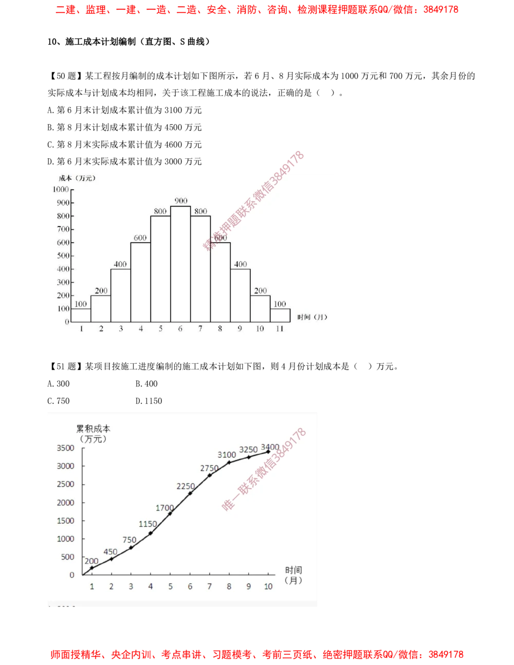 08.08-计算题-10-施工成本计划编制（直方图、S曲线）_2026年一级建造师_2026年一建管理_2025年一建管理SVIP_03-习题精析✿实战特训✿模考通关_38-管理《高频考题400题》关宇SMR