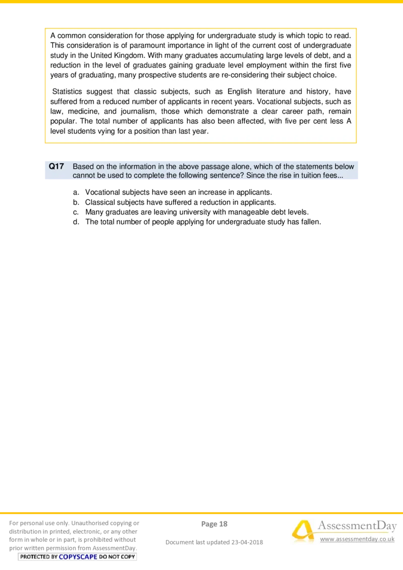 VerbalComprehensionTest2-Questions_2025春招题库汇总_十大行测题库_2023年十大热门题库更新中_05、TalentQ汇总_TalentQ测试题（适合大多数外资银行以及其他企业）_VerbalReasoning