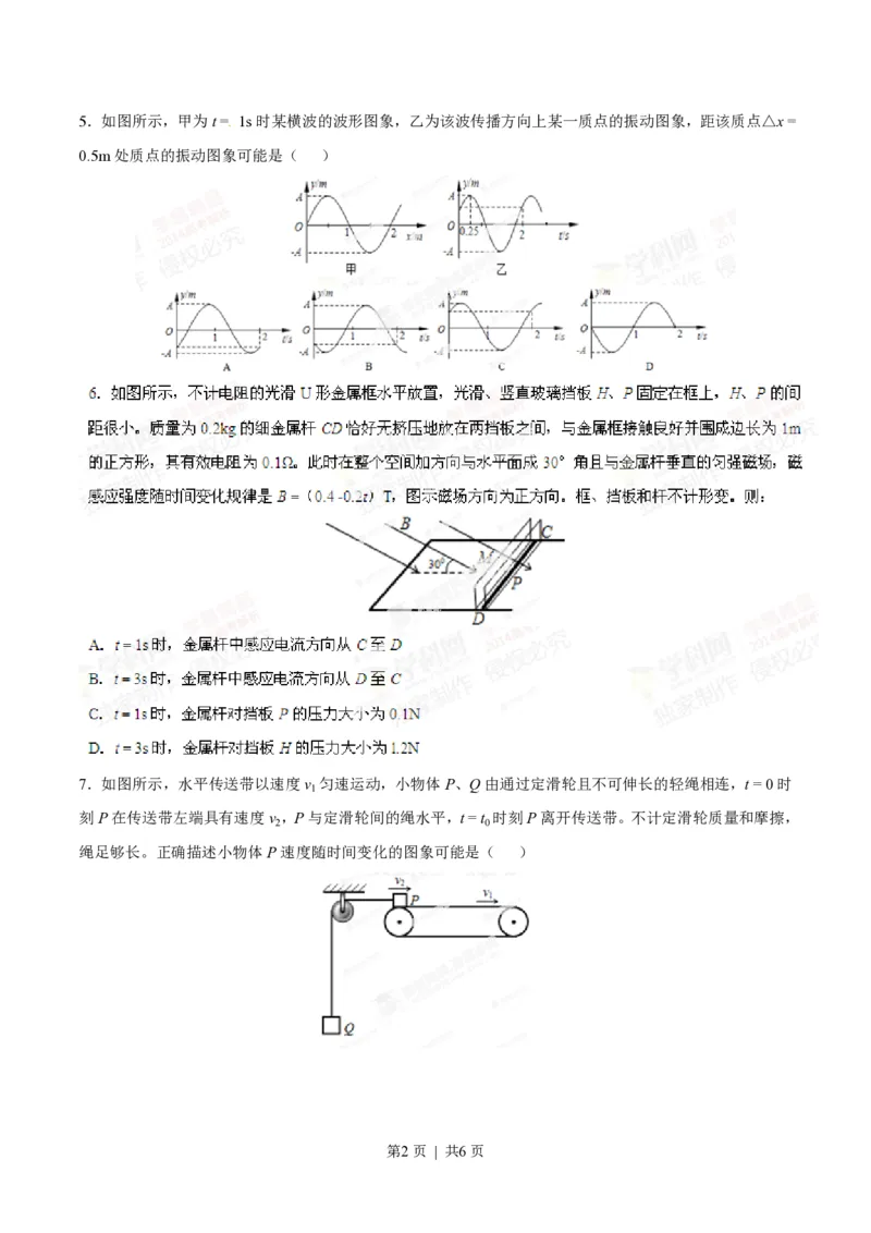 2014年高考物理试卷（四川）（空白卷）_物理历年高考真题_新&middot;PDF版2008-2025&middot;高考物理真题_物理（按试卷类型分类）2008-2025_自主命题卷&middot;物理（2008-2025）