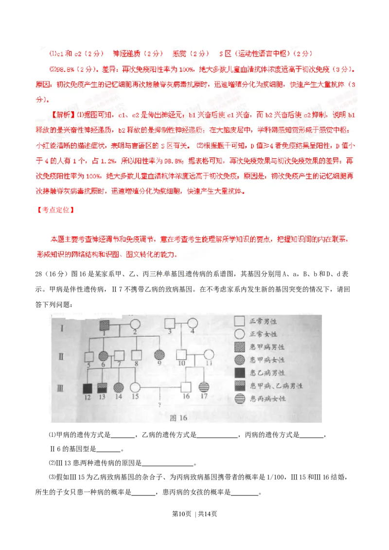 2014年高考生物试卷（广东）（解析卷）_生物历年高考真题_新&middot;Word版2008-2025&middot;高考生物真题_生物（按年份分类）2008-2025_2014&middot;高考生物真题