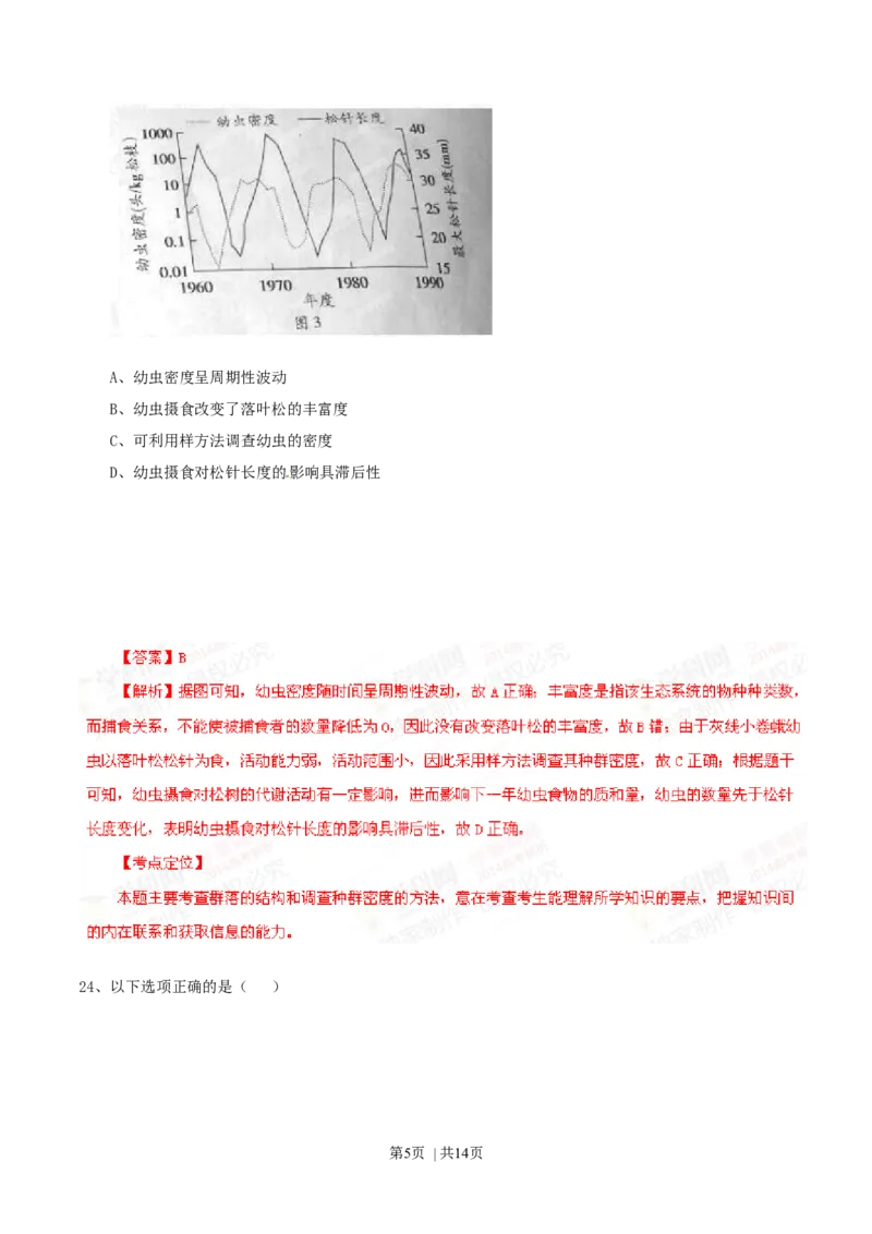 2014年高考生物试卷（广东）（解析卷）_生物历年高考真题_新&middot;Word版2008-2025&middot;高考生物真题_生物（按年份分类）2008-2025_2014&middot;高考生物真题