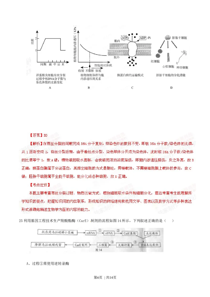 2014年高考生物试卷（广东）（解析卷）_生物历年高考真题_新&middot;Word版2008-2025&middot;高考生物真题_生物（按年份分类）2008-2025_2014&middot;高考生物真题