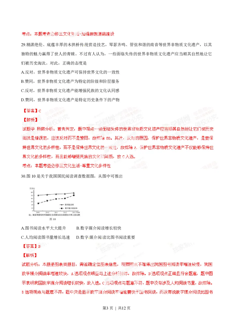 2014年高考政治试卷（福建）（解析卷）_政治历年高考真题_新&middot;PDF版2008-2025&middot;高考政治真题_政治（按省份分类）2008-2025_2012-2024&middot;（福建）政治高考真题