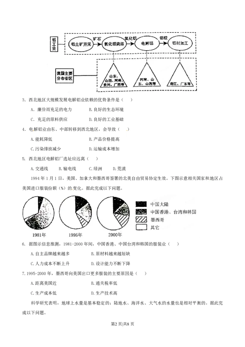 2015年高考地理试卷（海南）（空白卷）_地理历年高考真题_新&middot;PDF版2008-2025&middot;高考地理真题_地理（按省份分类）2008-2025_2008-2024&middot;（海南）地理高考真题