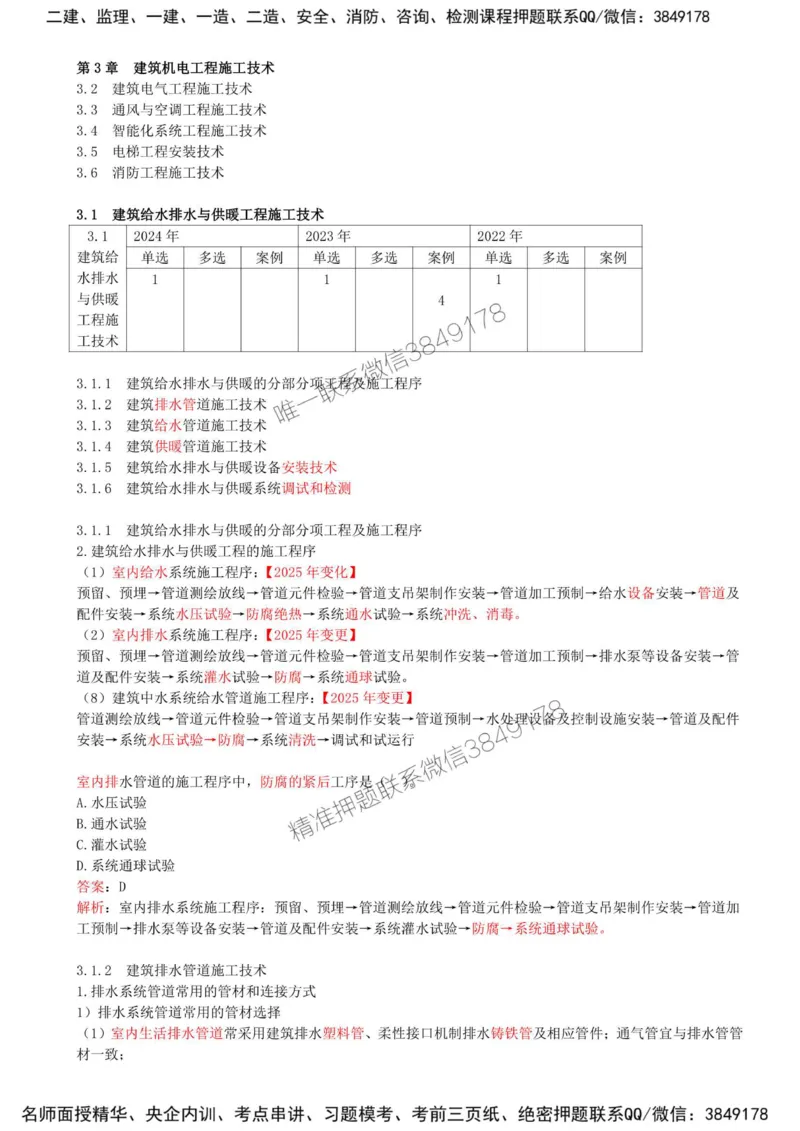 16-第3章-3.1-建筑给水排水与供暖工程施工技术（一）_2026年一级建造师_2026年一建机电_2025年一建机电SVIP_02-基础精讲✿高端面授✿深度强化_36-机电《教材精讲班》王建波SMR