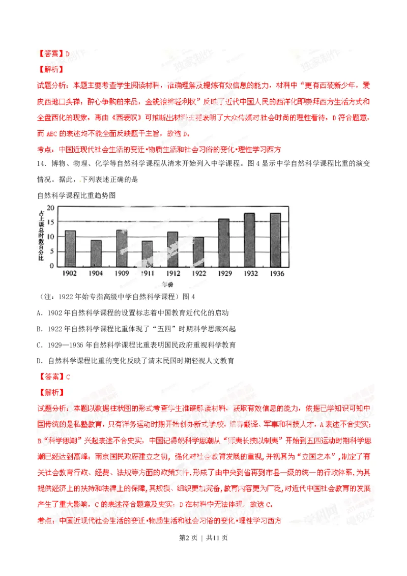 2014年高考历史试卷（安徽）（解析卷）_历史历年高考真题_新&middot;PDF版2008-2025&middot;高考历史真题_历史（按年份分类）2008-2025_2014&middot;历史高考真题