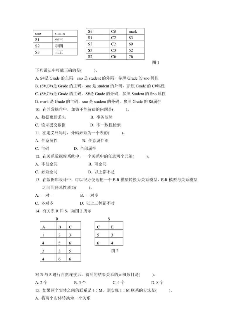 电信笔试真题之技术类--2010年深圳电信招聘数据库系统工程师笔试试题_2025春招题库汇总_国企-运营商题库_电信笔试资料_最新_笔试_重中之重2010-2022历年电信笔试真题