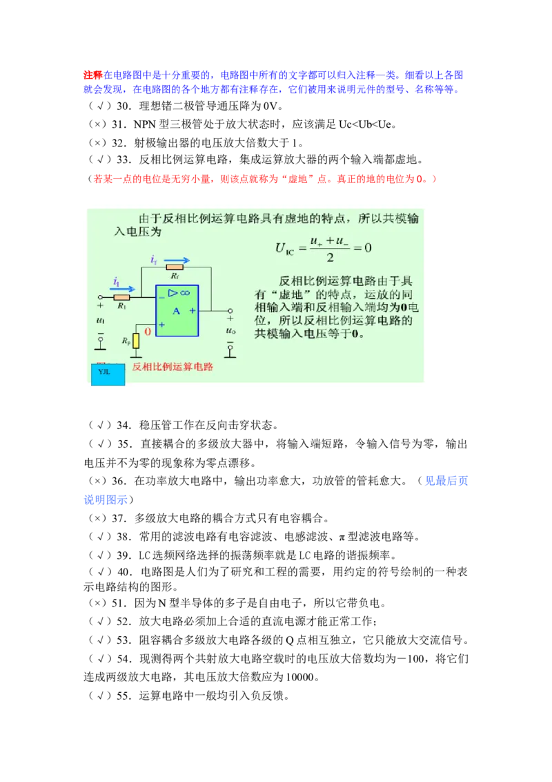 模电习题及答案-2_三桶油_中国石油_中石油笔试_笔试。！_7-专业测试部分（仅需看自己专业即可）_3.9电气专业知识_模拟电子技术复习资料