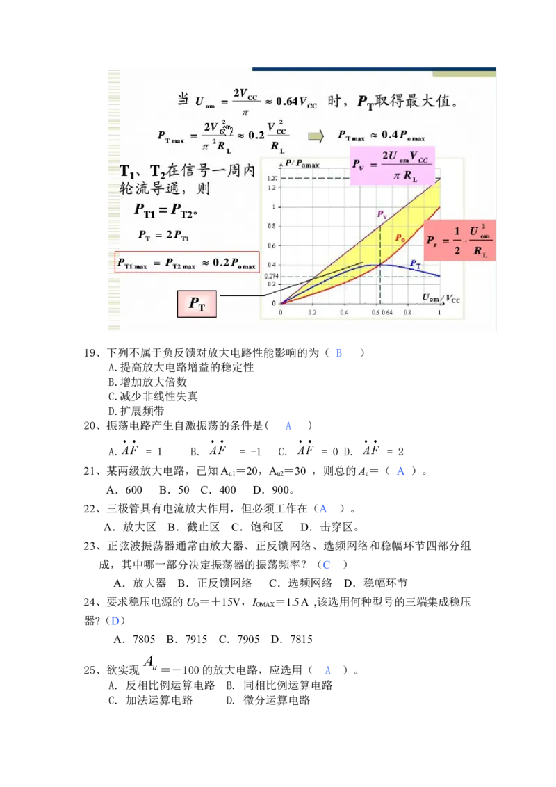模电习题及答案-2_三桶油_中国石油_中石油笔试_笔试。！_7-专业测试部分（仅需看自己专业即可）_3.9电气专业知识_模拟电子技术复习资料