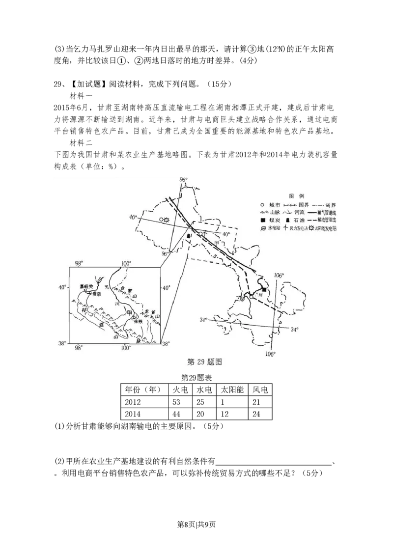 2015年高考地理试卷（浙江）（10月）（空白卷）_地理历年高考真题_新&middot;PDF版2008-2025&middot;高考地理真题_地理（按试卷类型分类）2008-2025_自主命题卷&middot;地理（2008-2025）