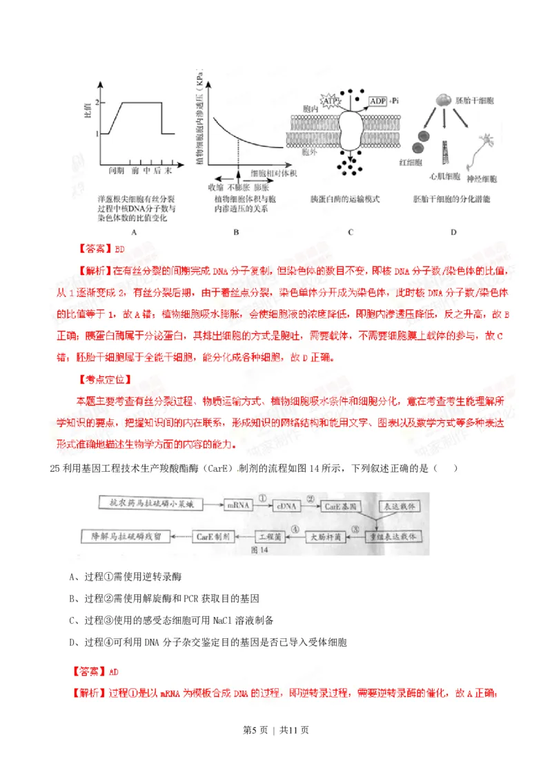 2014年高考生物试卷（广东）（解析卷）_生物历年高考真题_新&middot;PDF版2008-2025&middot;高考生物真题_生物（按试卷类型分类）2008-2025_自主命题卷&middot;生物（2008-2025）