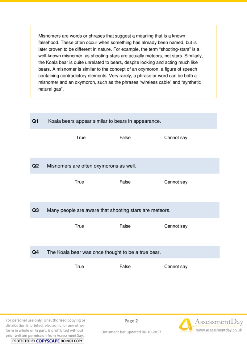 VerbalReasoningTest2-Questions_2025春招题库汇总_十大行测题库_2023年十大热门题库更新中_05、TalentQ汇总_TalentQ测试题（适合大多数外资银行以及其他企业）_VerbalReasoning