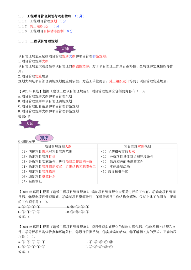 11-第1章-1.3.1-工程项目管理规划(1)_2026年一级建造师_2026年一建管理_2025年一建管理SVIP_02-基础精讲✿高端面授✿深度强化_10-管理《天一精讲班》金月、王少杰KL推荐_金月